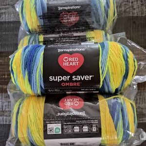 Red Heart Super Saver Ombre Yarn - Yellow, Blue, Green